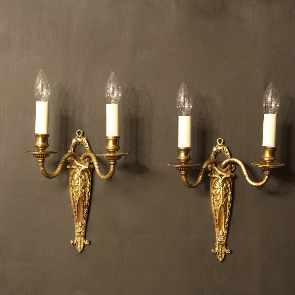 French Pair Of Bronze Antique Wall Lights