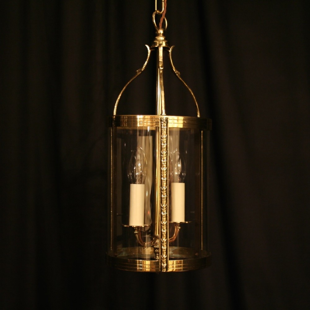 French Brass Twin Light Antique Hall Lantern