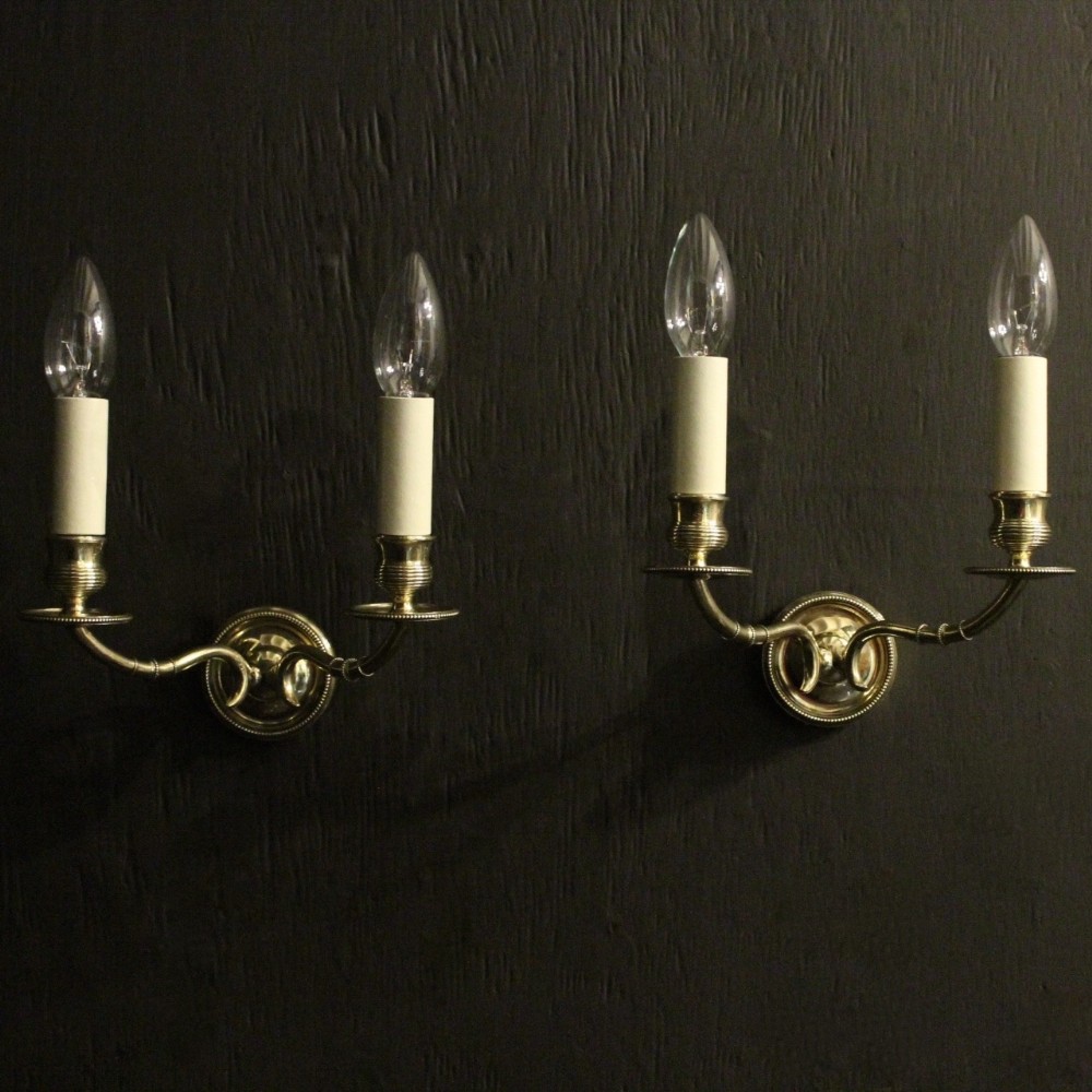 English Pair Of Brass Antique Wall Lights