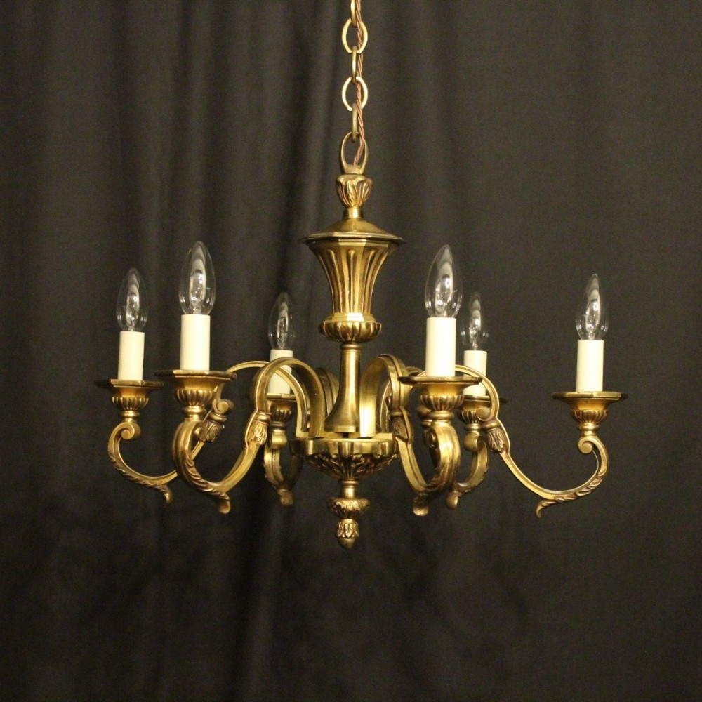French Gilded Bronze 6 Light Chandelier