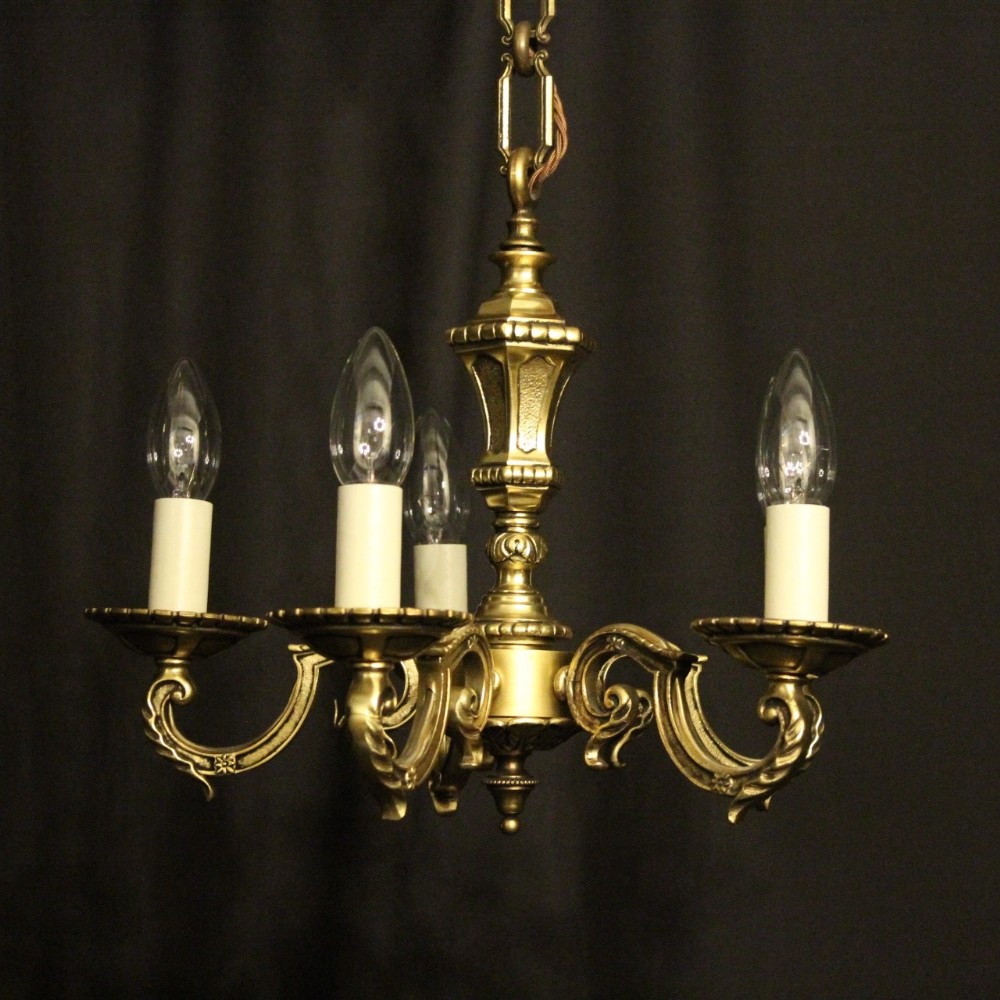 French Gilded 5 Light Antique Chandelier