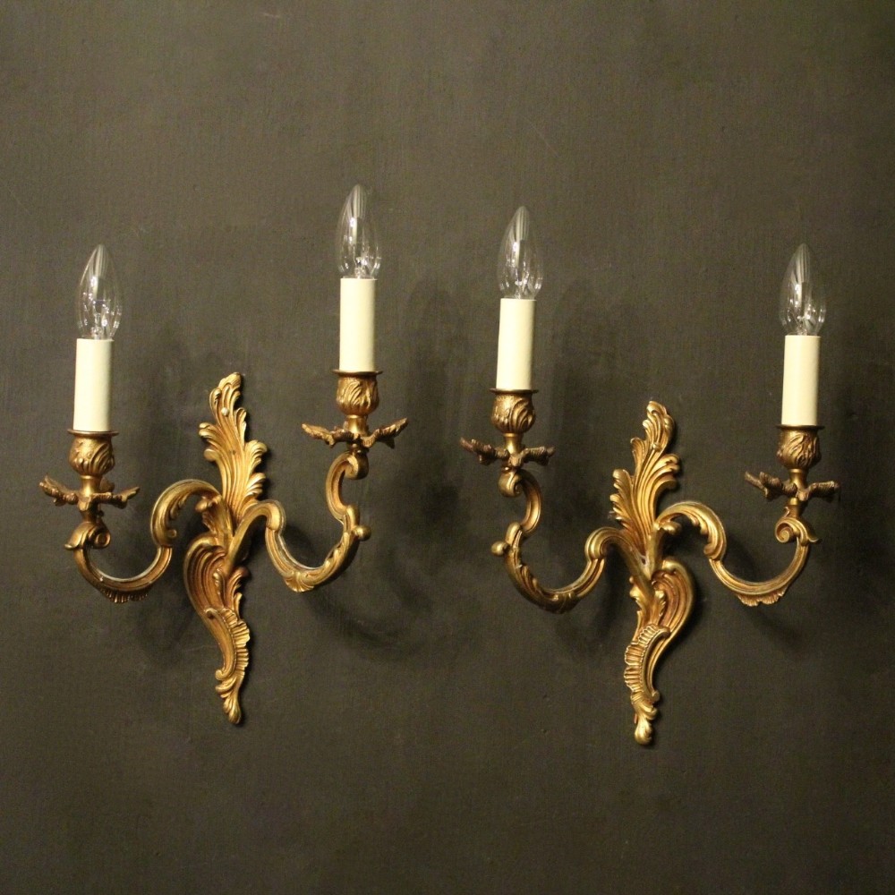 French Pair Of Gilded Antique Wall Lights