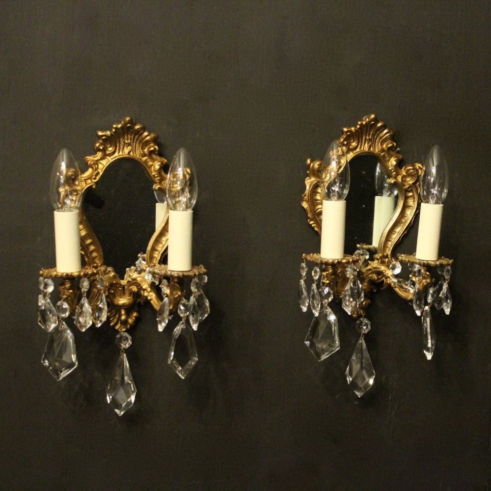 French Pair Of Gilded Twin Arm Antique Girandoles