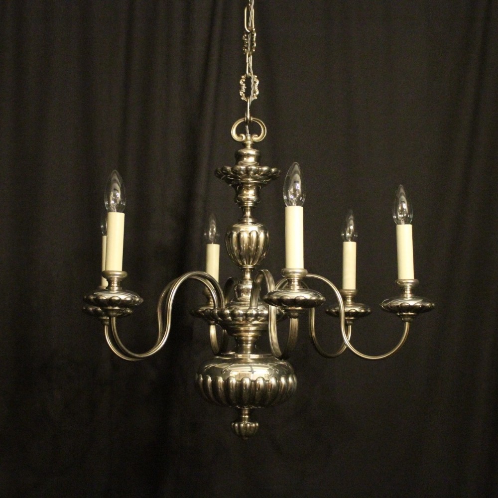 English Silver 6 Light Antique Chandelier