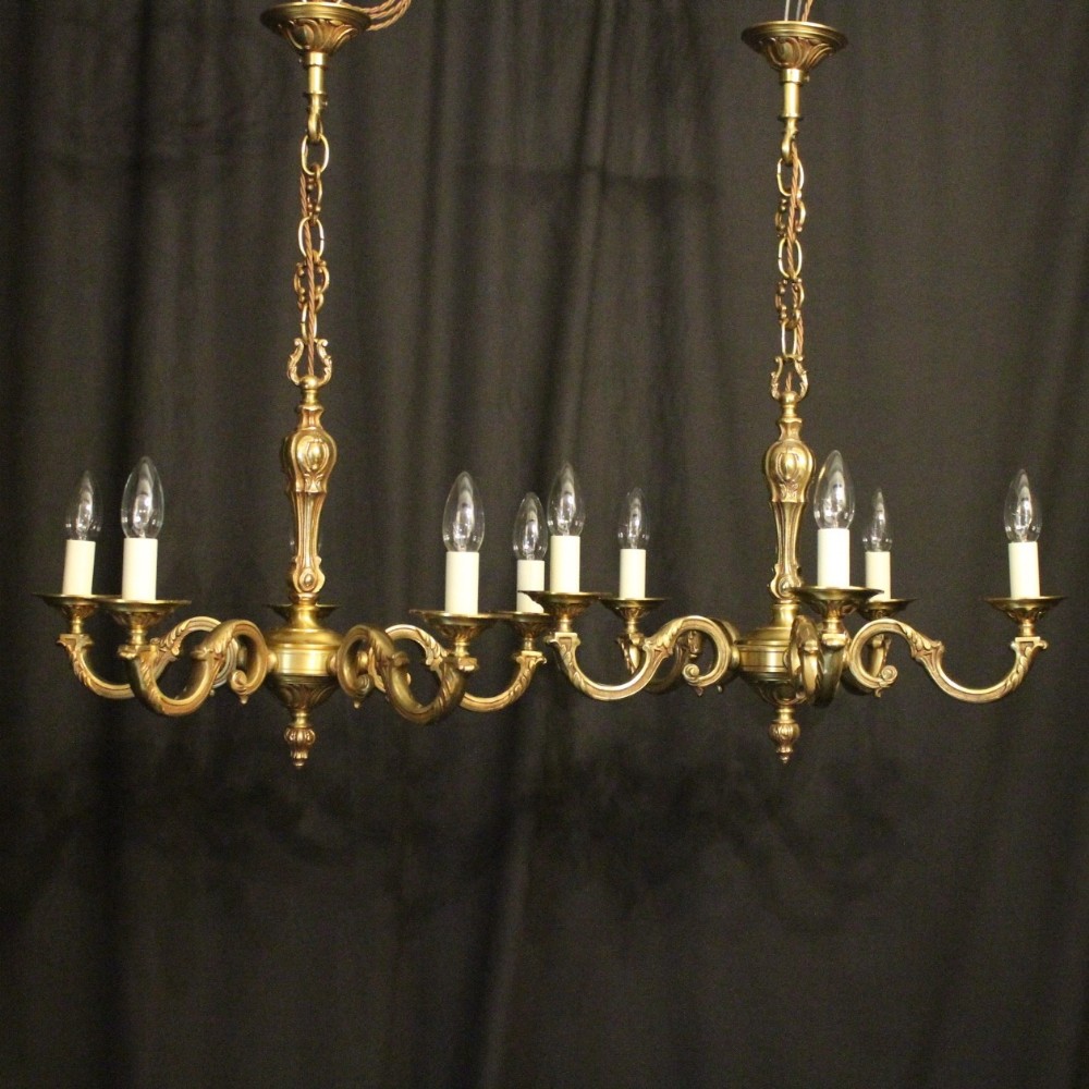 French Pair Of Gilded Bronze Chandeliers