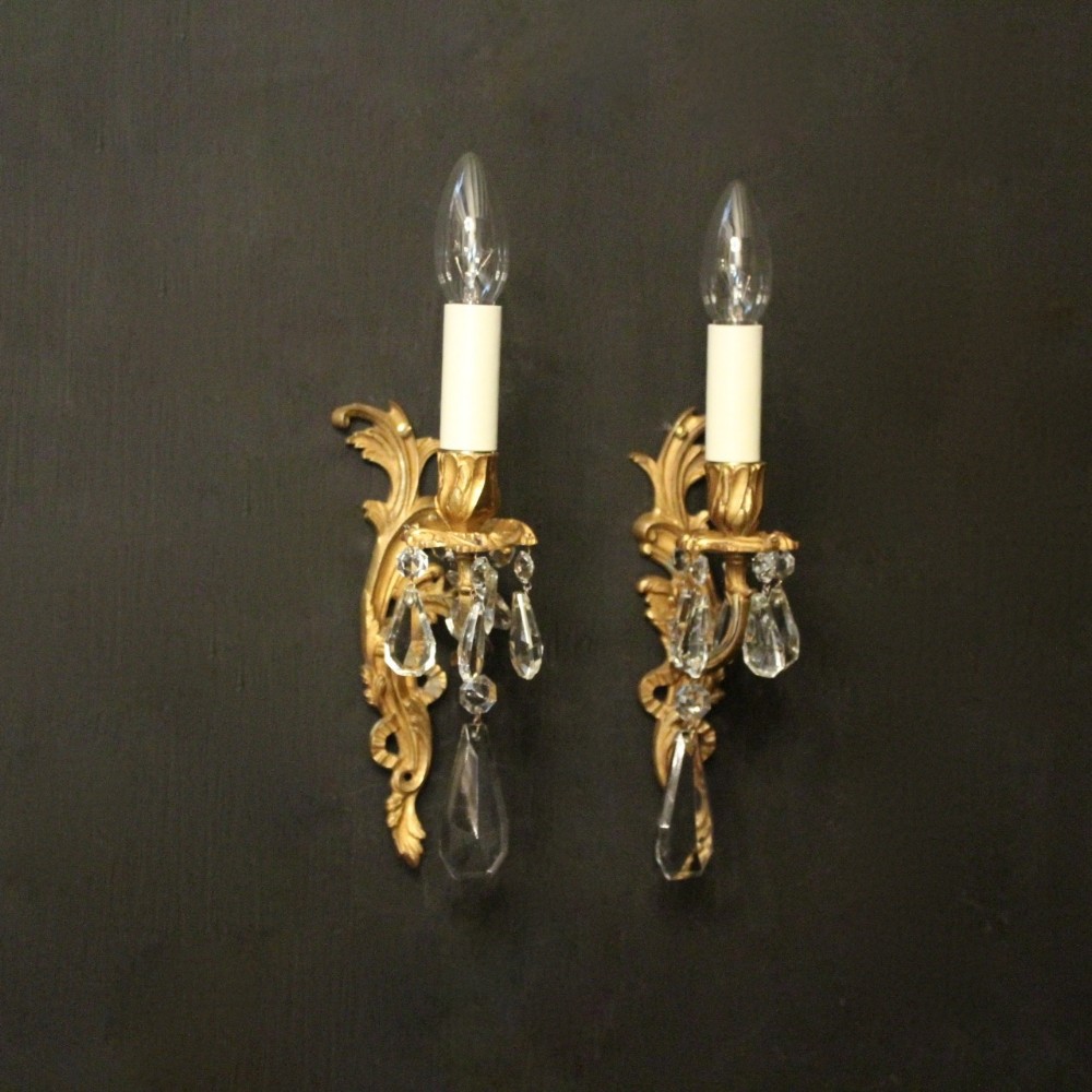 French Pair Of Gilded Antique Wall Lights