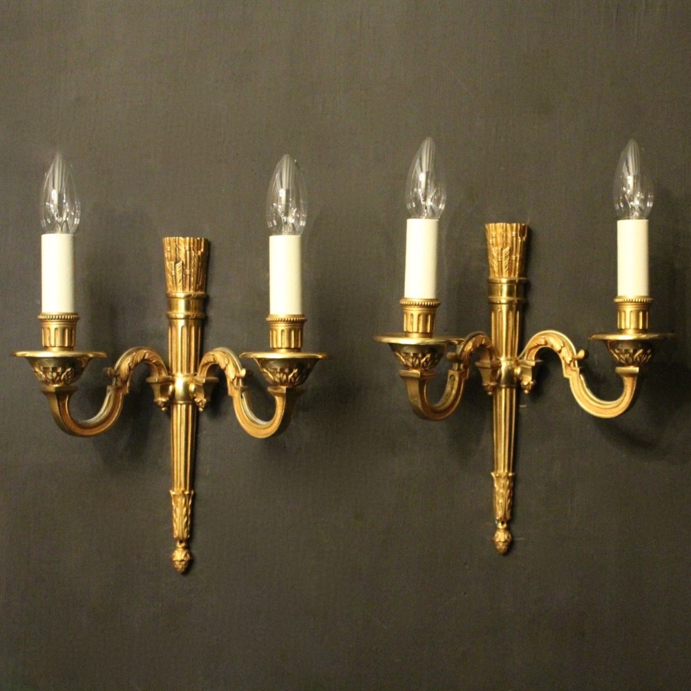 French Pair Of Gilded Bronze Antique Wall Lights