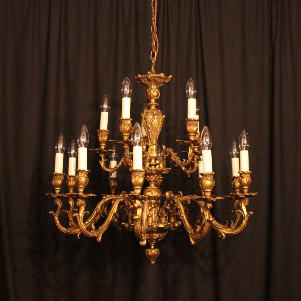 Italian Bronze 15 Light Antique Chandelier