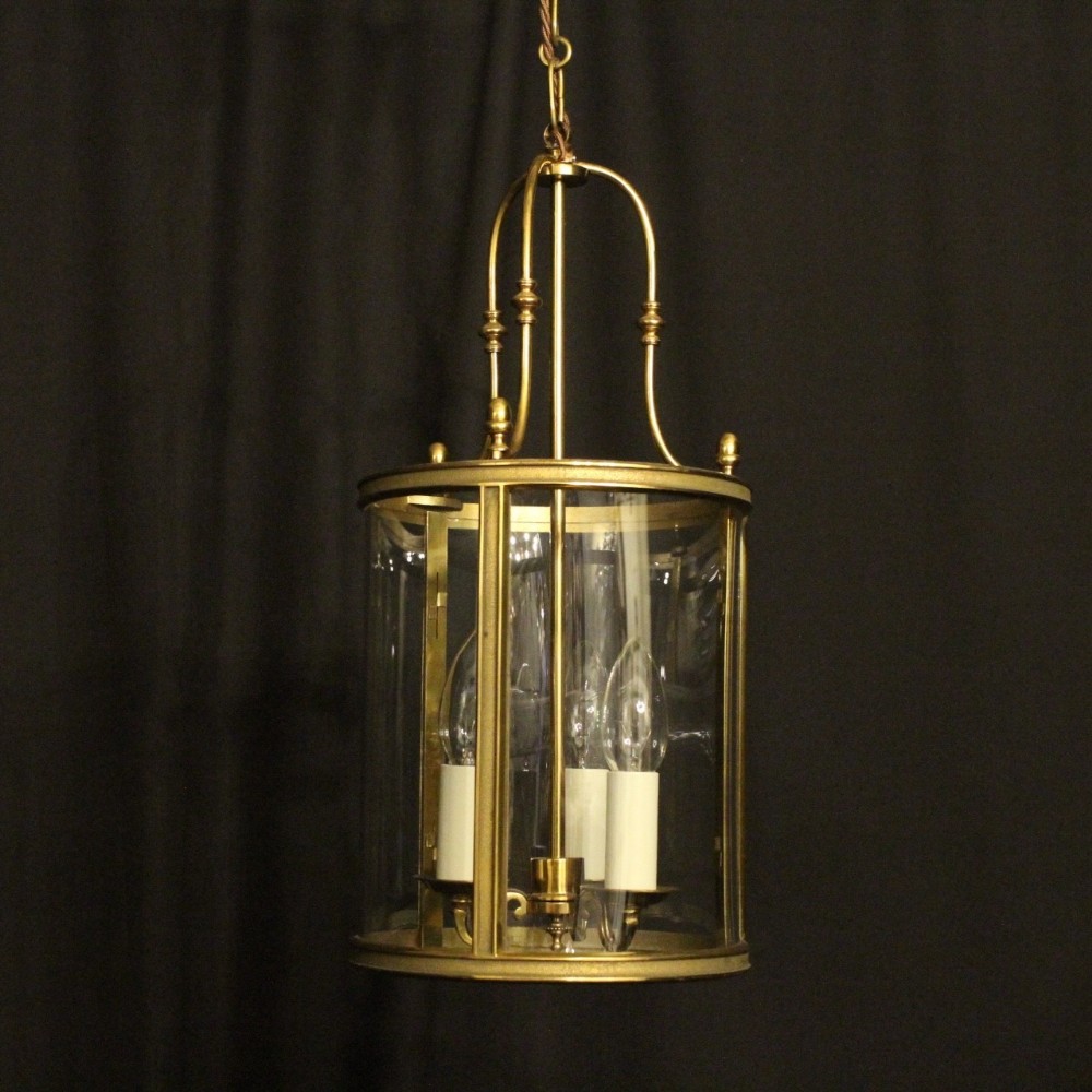French Gilded Triple Light Convex Lantern