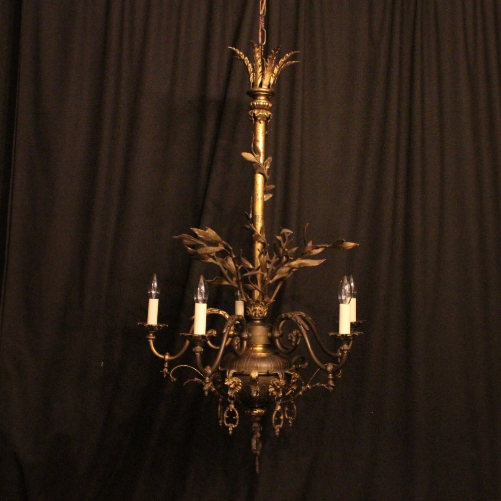 English Ram Headed Bronze Antique Gassier Chandelier