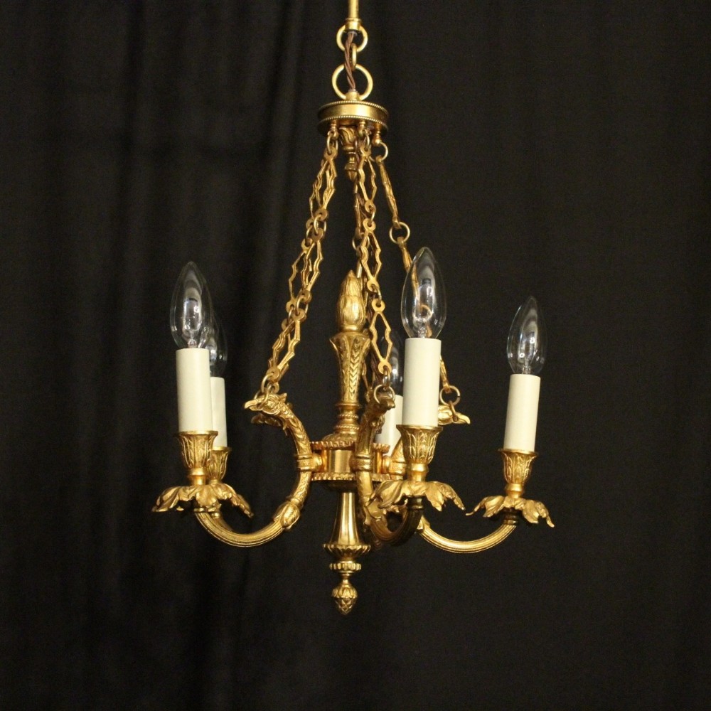 French Empire Gilded Eagle Bronze Chandelier