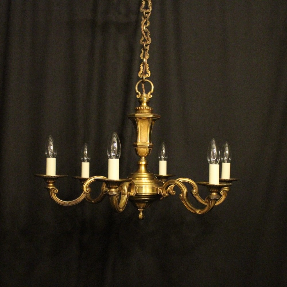 French Gilded Bronze 6 Light Chandelier