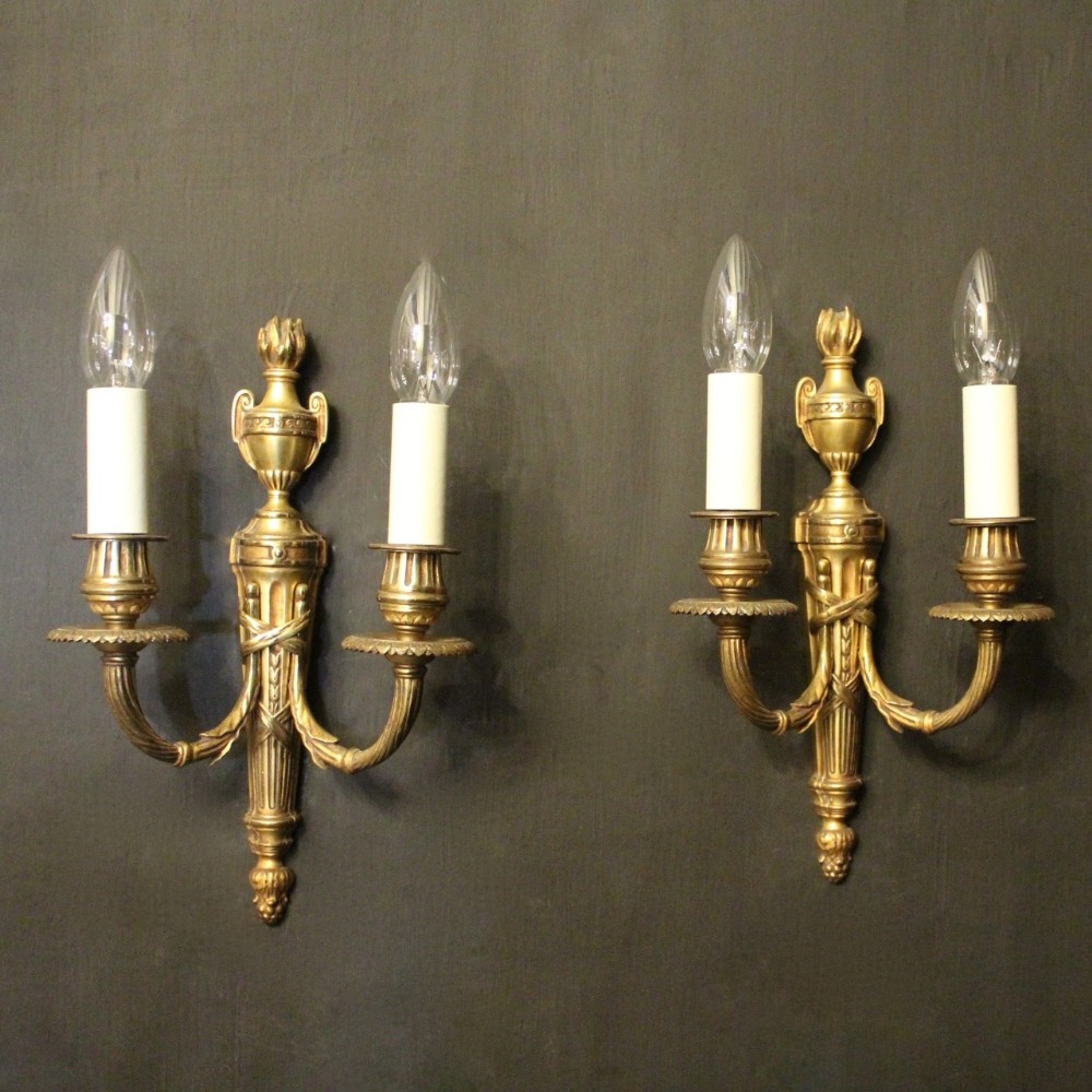 French Pair Of Bronze Antique Wall Lights
