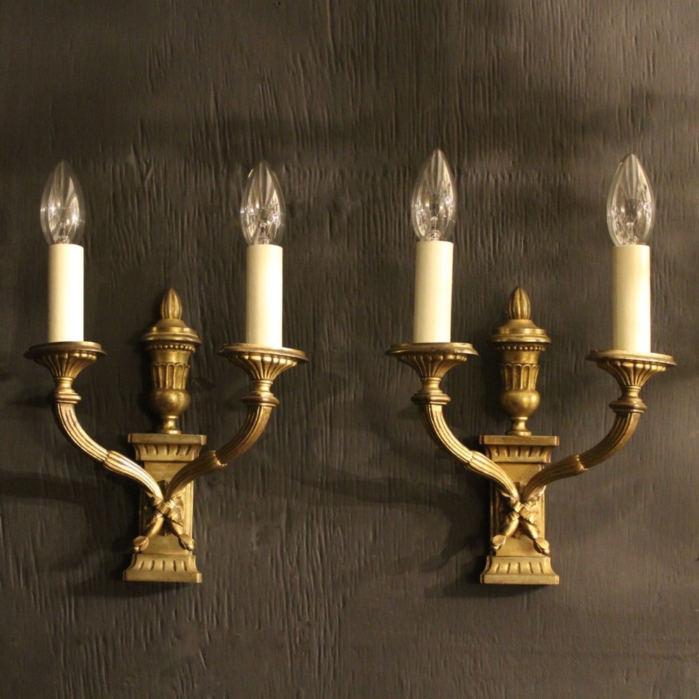 French Pair Of Gilded Bronze Antique Wall Lights