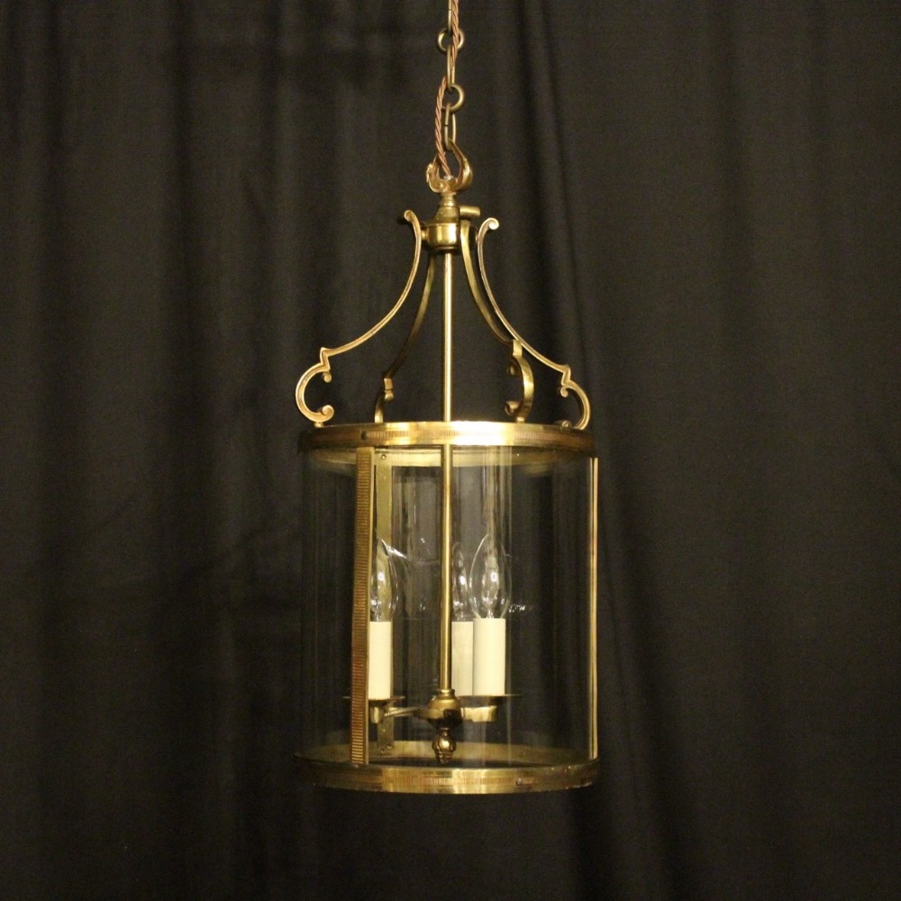 French Gilded Triple Light Convex Antique Lantern