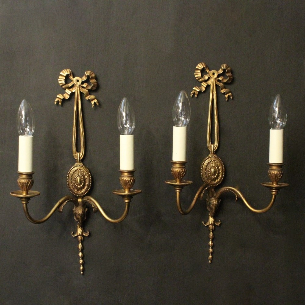 French Pair Of Bronze Antique Wall Lights