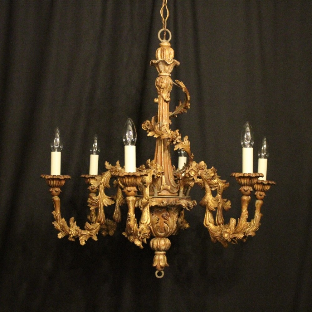Florentine Giltwood 6 Light Antique Chandelier