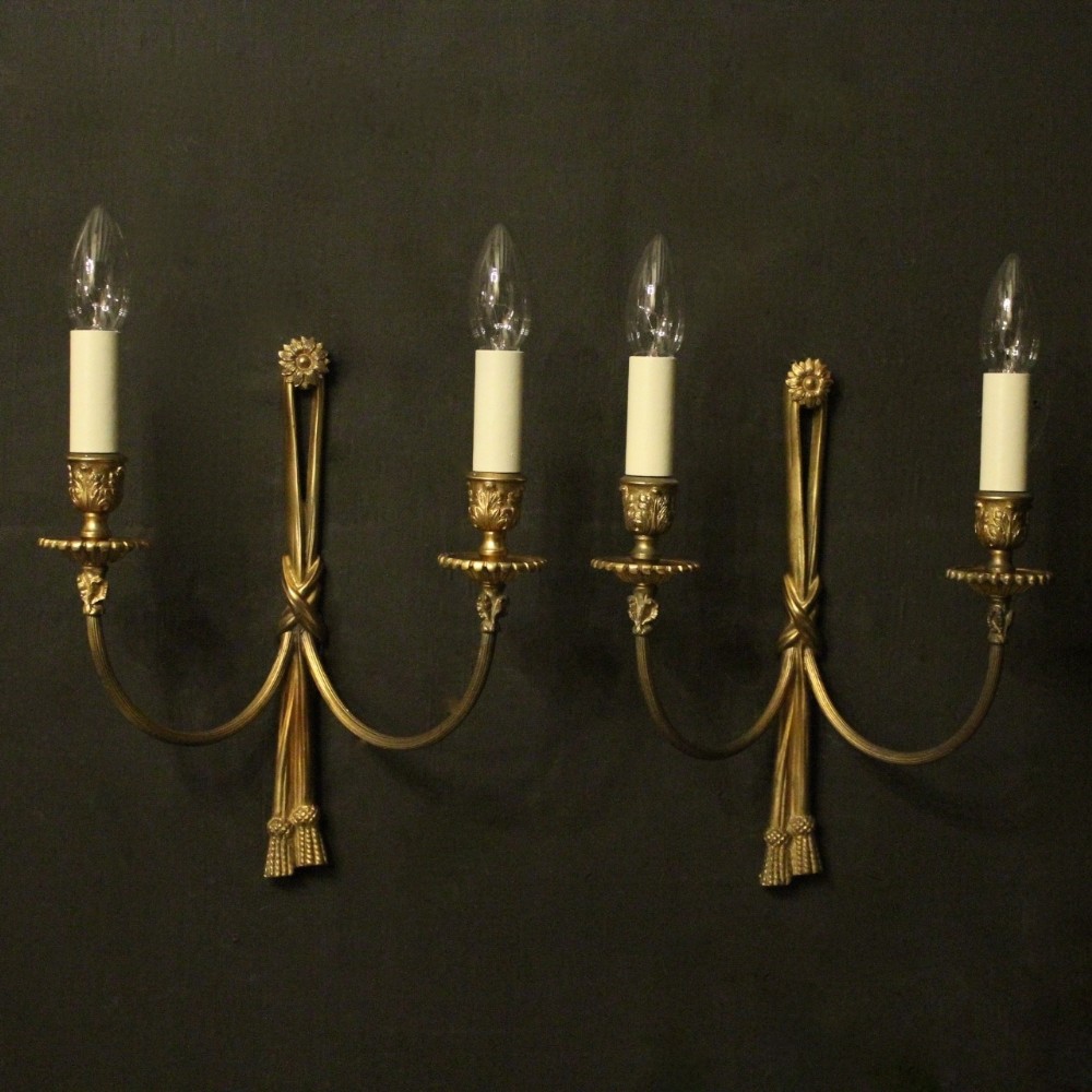 French Pair Of Gilded Rope Wall Lights