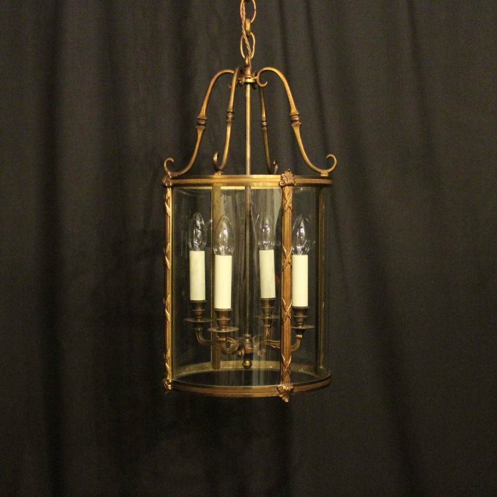 French Gilded Bronze Antique Hall Lantern