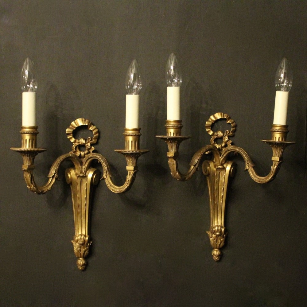 French Pair Of Bronze Antique Wall Lights