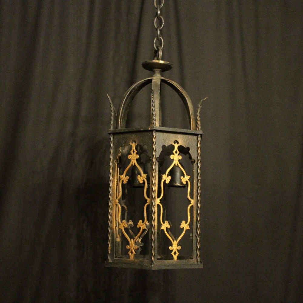 French Wrought Iron Triple Light Hall Lantern