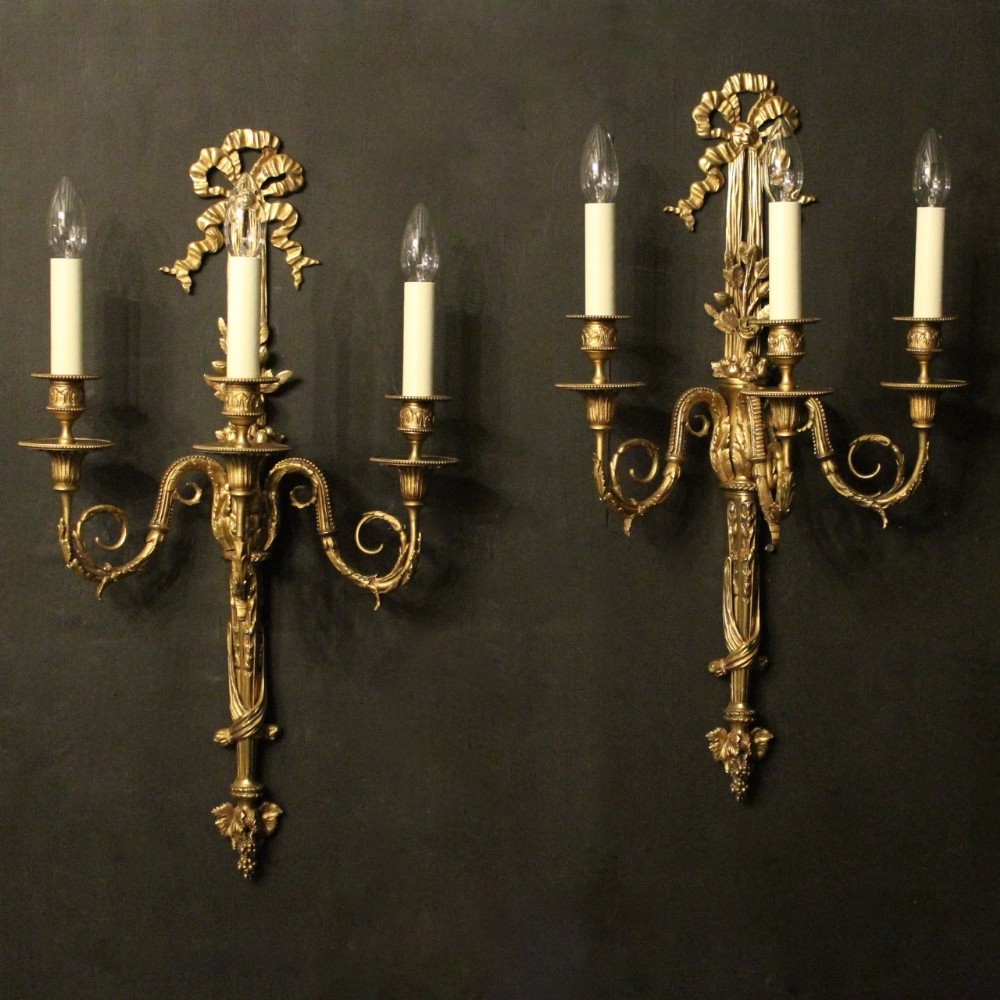 French Pair Of Bronze Antique Wall Lights