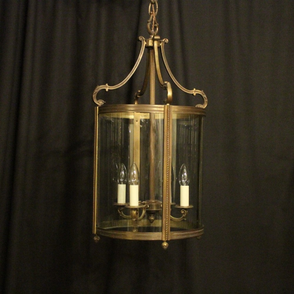 French Large Gilded Bronze 4 Light Convex Antique Lantern