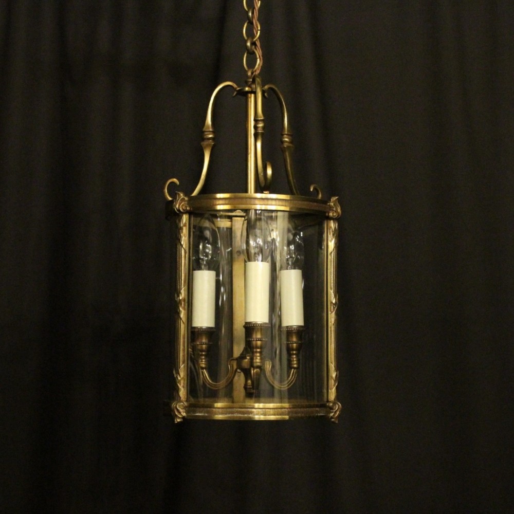 French Gilded Convex Antique Hall Lantern