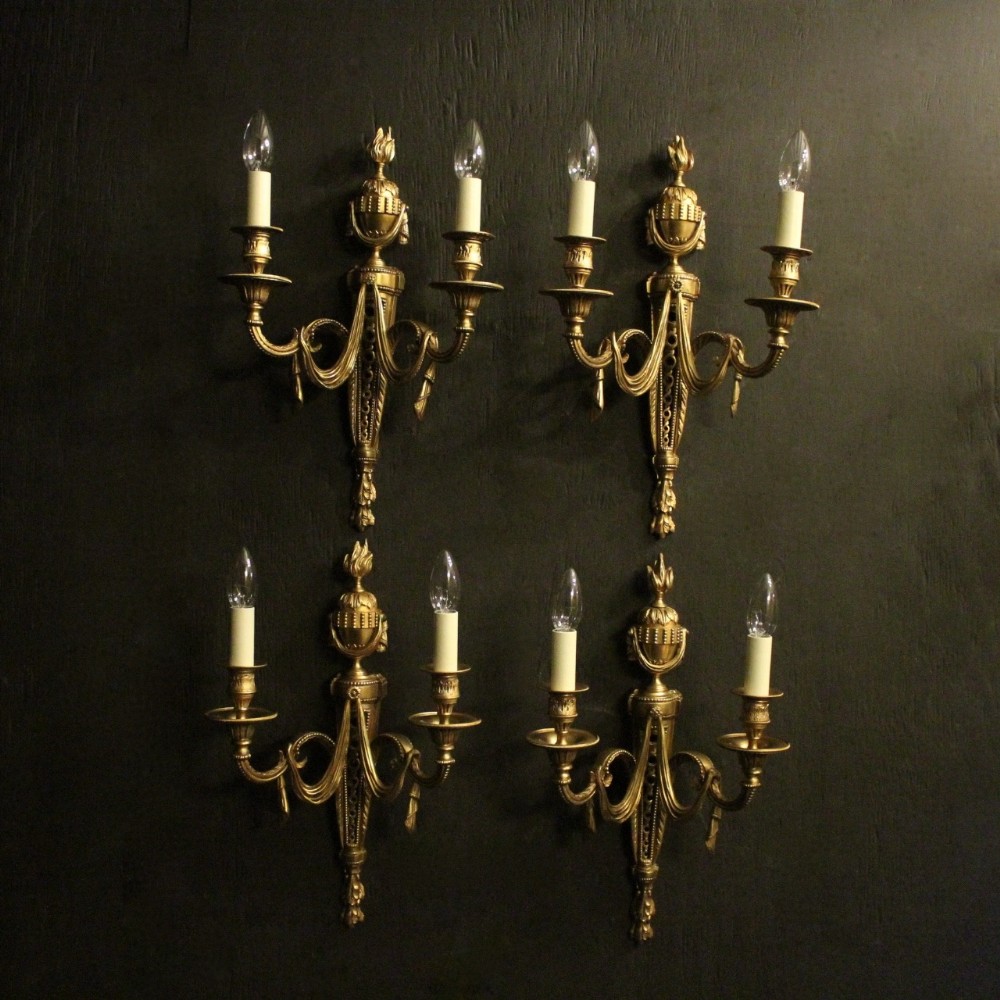 French Set Of 4 Bronze Antique Wall Lights