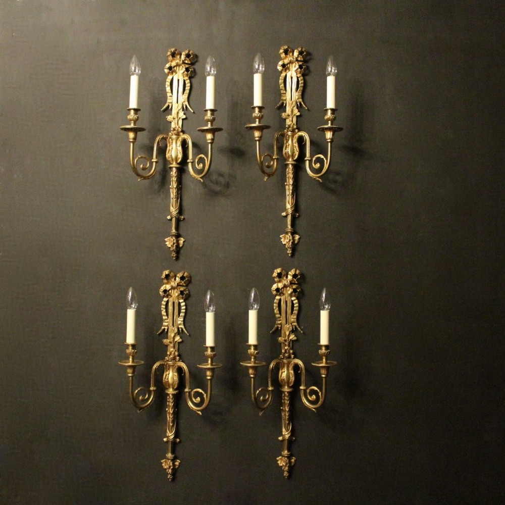 French Set Of 4 Bronze Antique Wall Lights