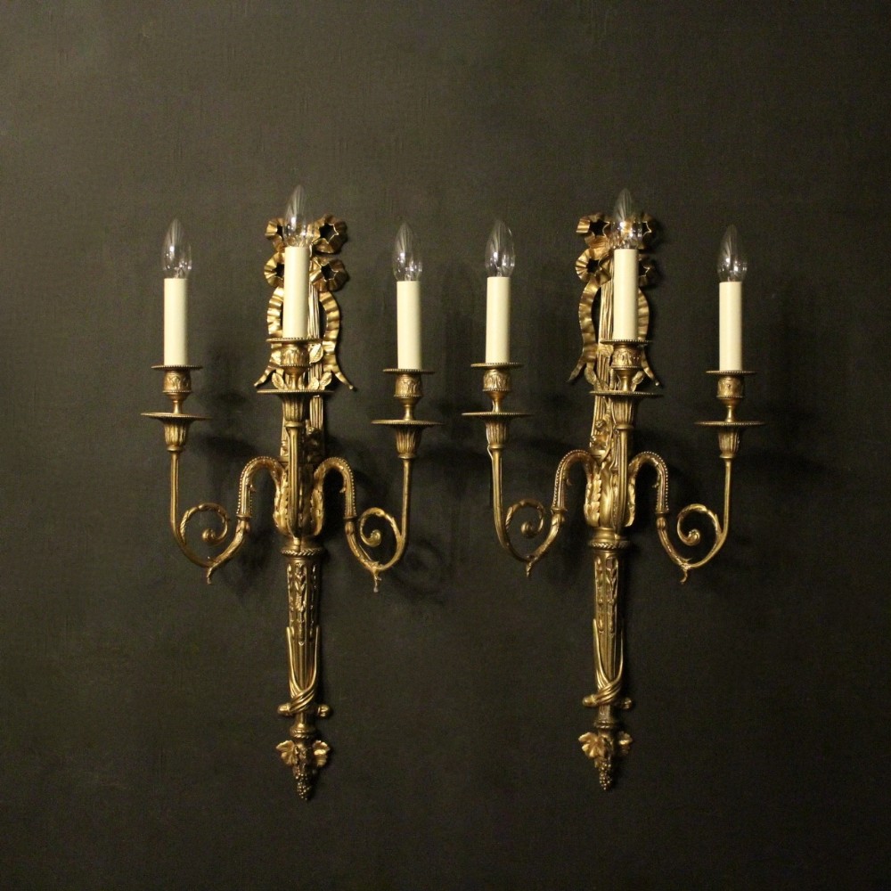French Pair Of Bronze Antique Wall Lights