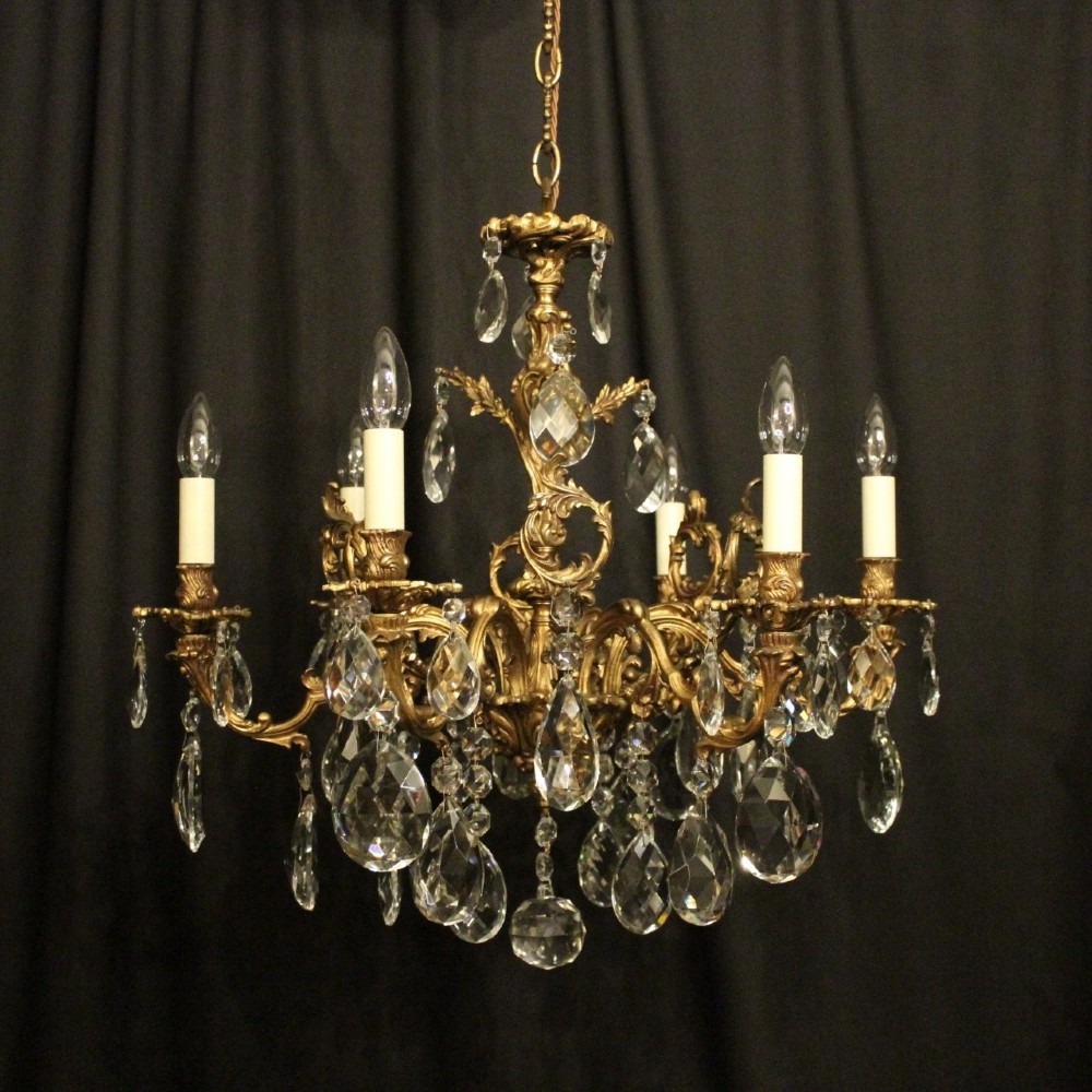 Italian Gilded Bronze 6 Light Antique Chandelier