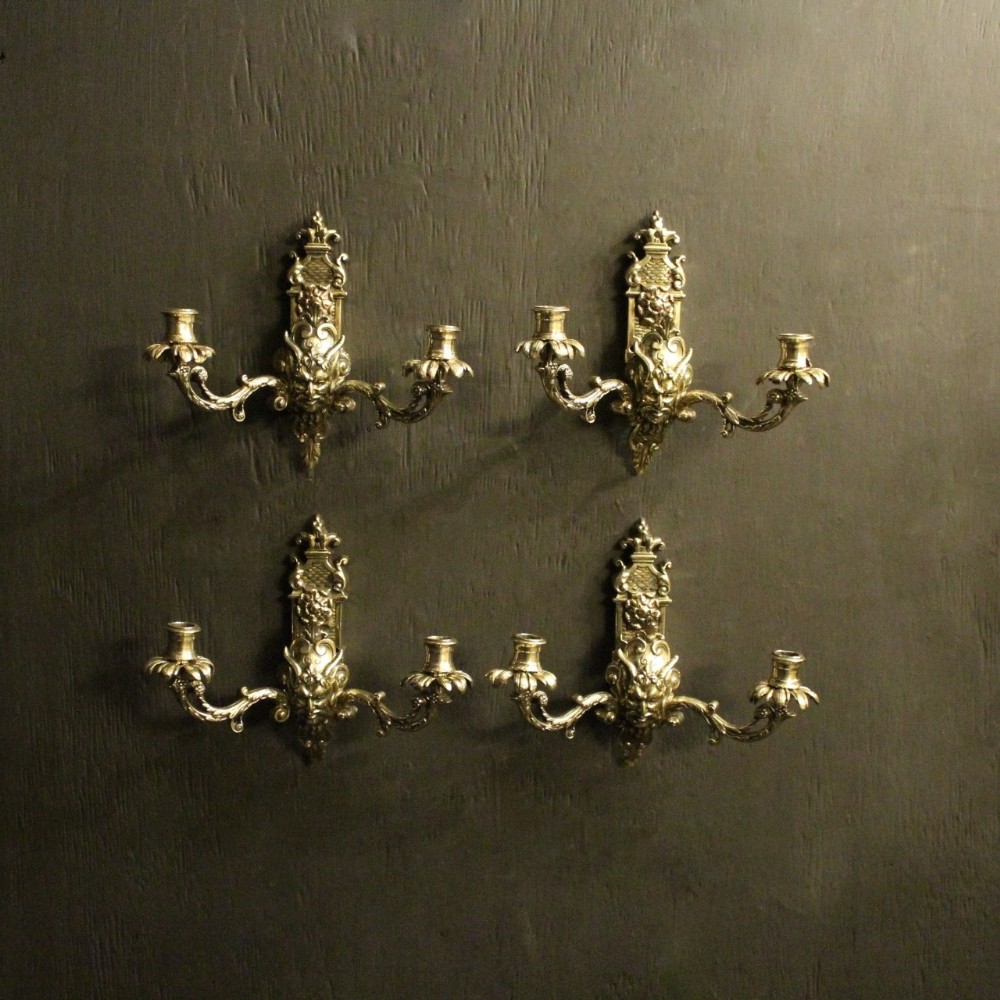 French Set Of 4 Bacchus Antique Wall Sconces