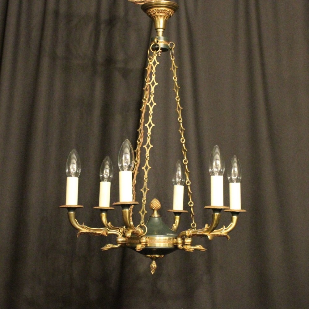 French Gilded Empire Six Light Chandelier