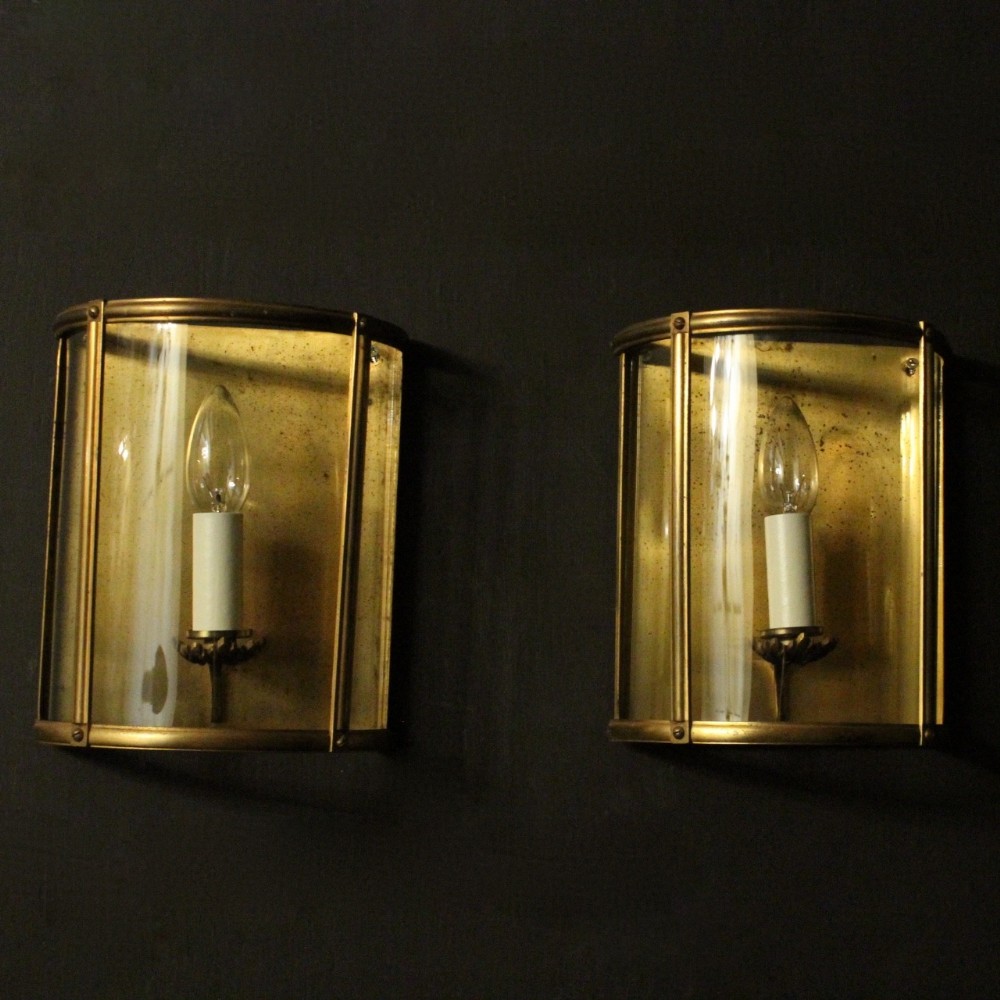French Pair Of Gilded Convex Half Lanterns