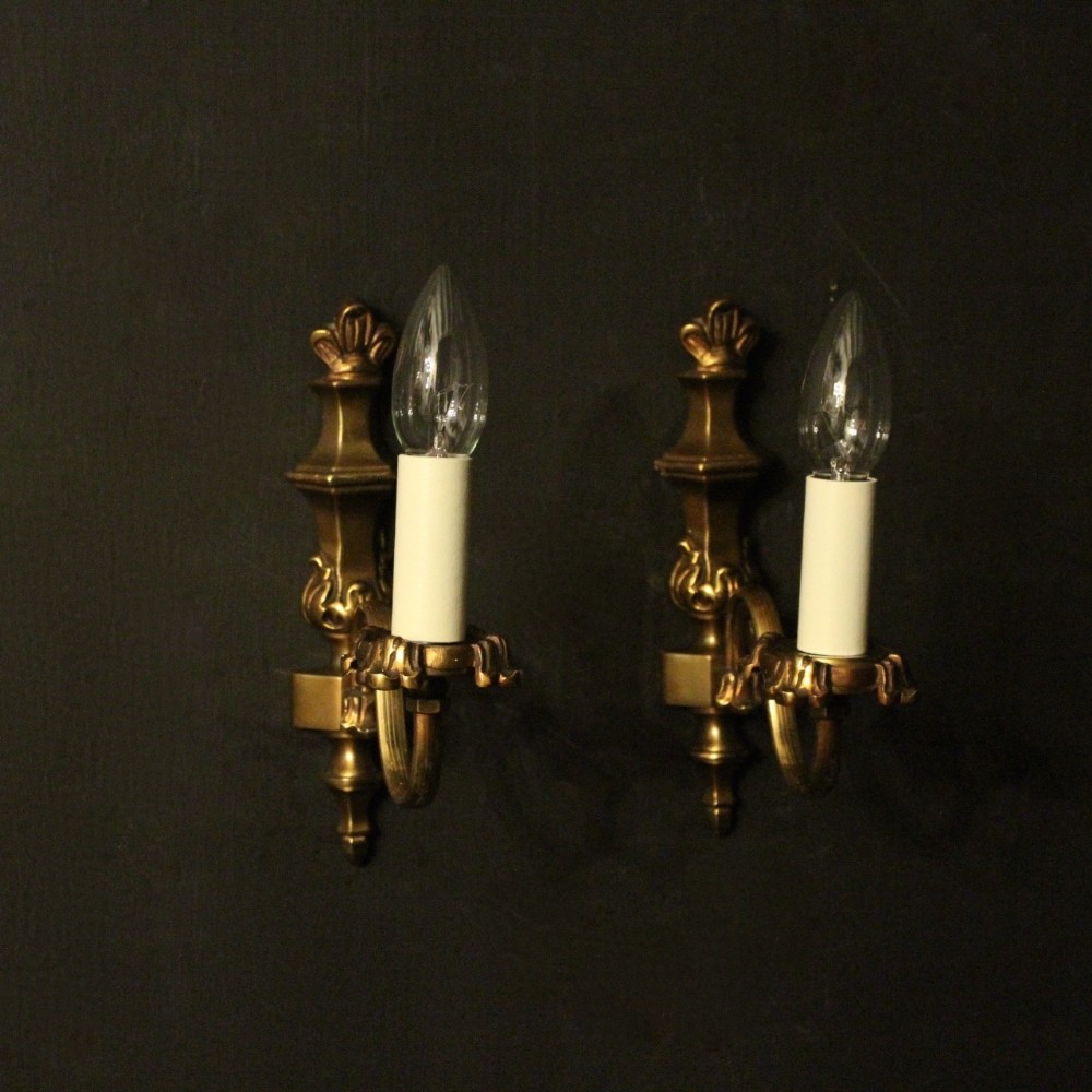 French Pair Of Brass Single Arm Wall Lights