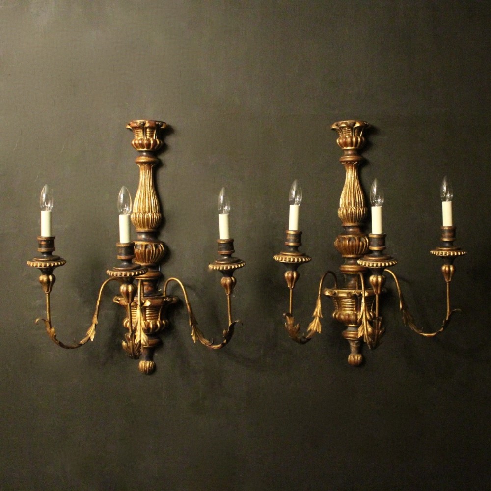 Florentine Triple Arm Giltwood Wall Lights