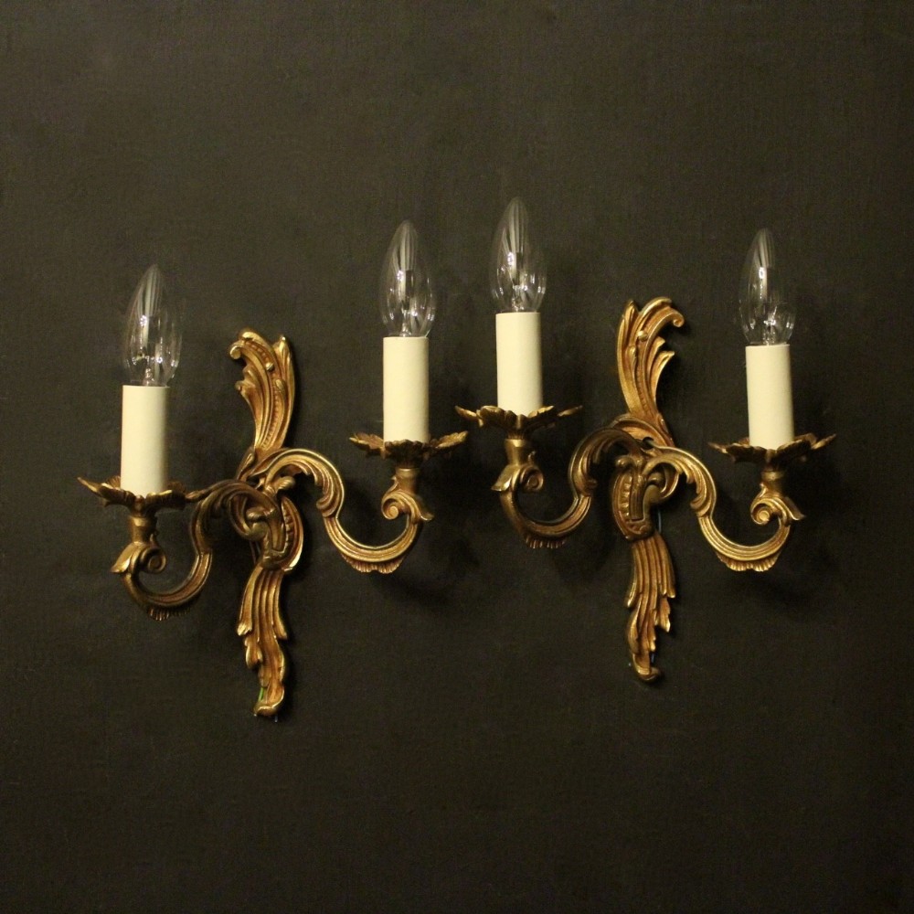 French Pair Of Twin Arm Antique Wall Lights