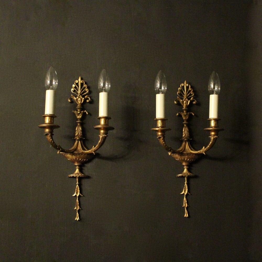 French Pair Of Twin Arm Antique Wall Lights
