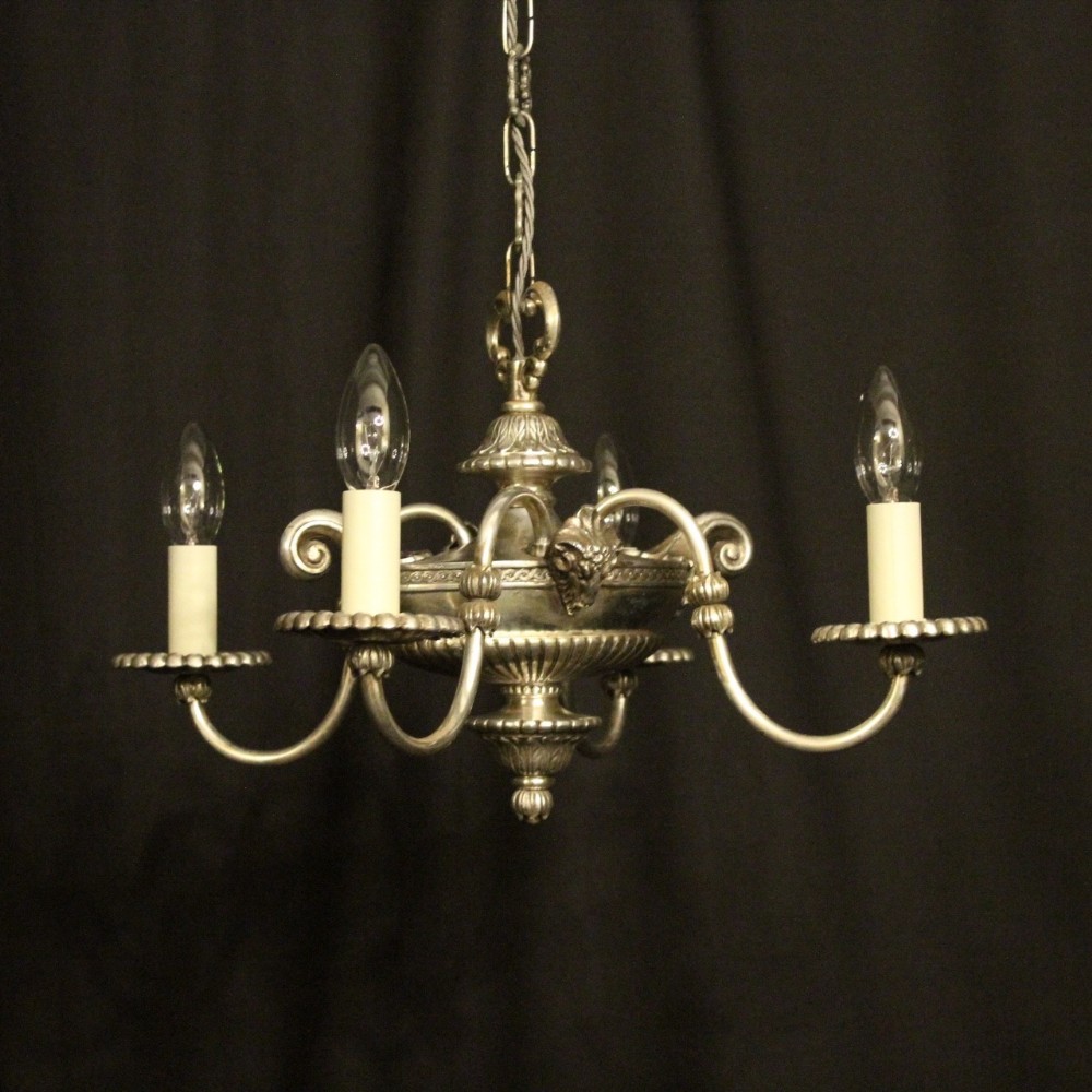 English Silver Gilded 4 Light Chandelier