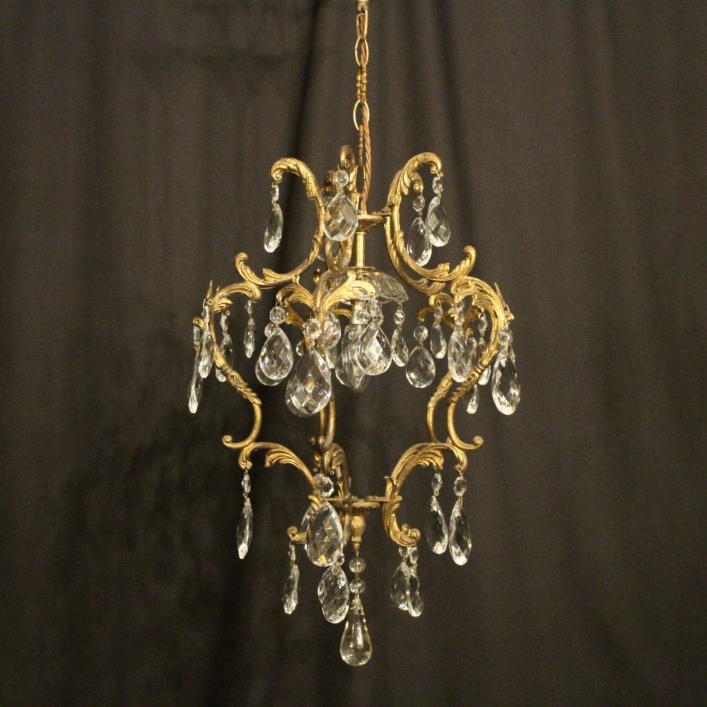 Italian Gilded Single Light Birdcage Chandelier