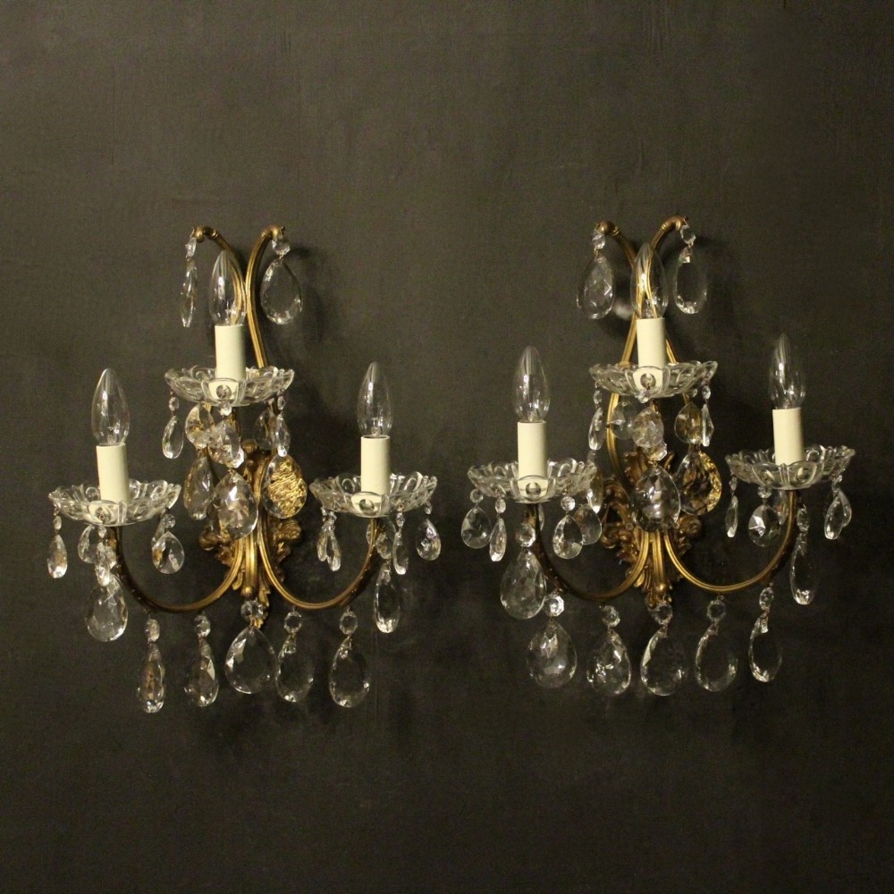 Italian Pair Of Gilded Triple Arm Wall Lights795