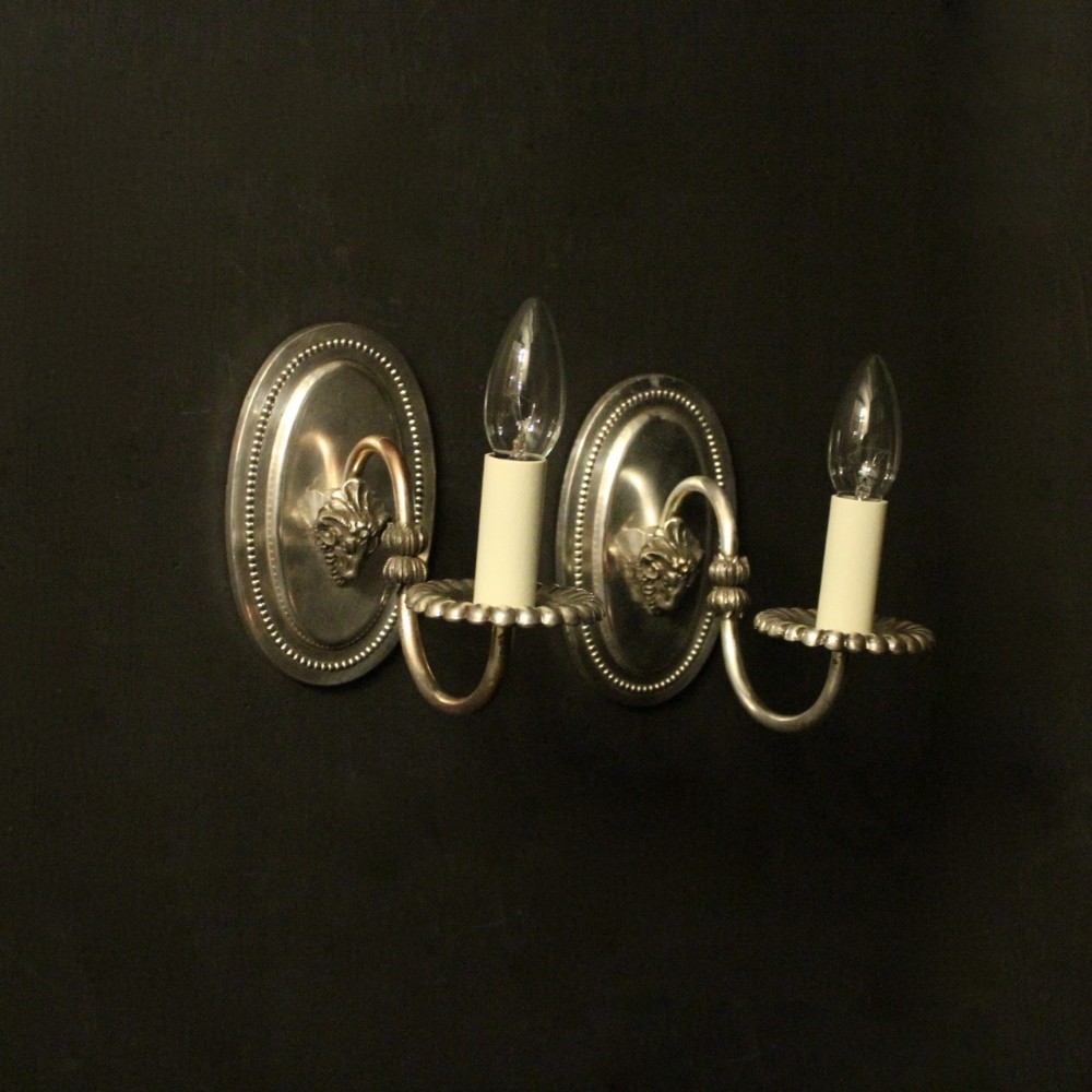 English Pair Of Silver Single Arm Wall Lights