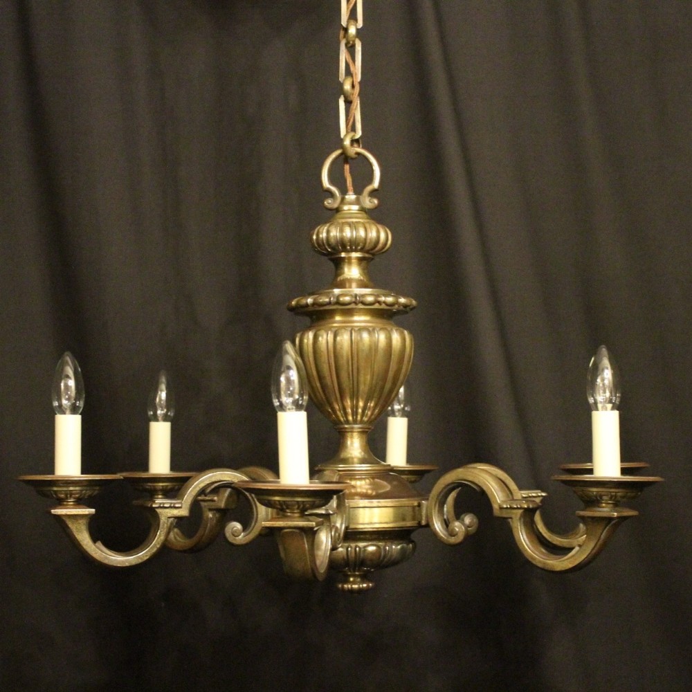 English Bronze 6 Light Antique Chandelier