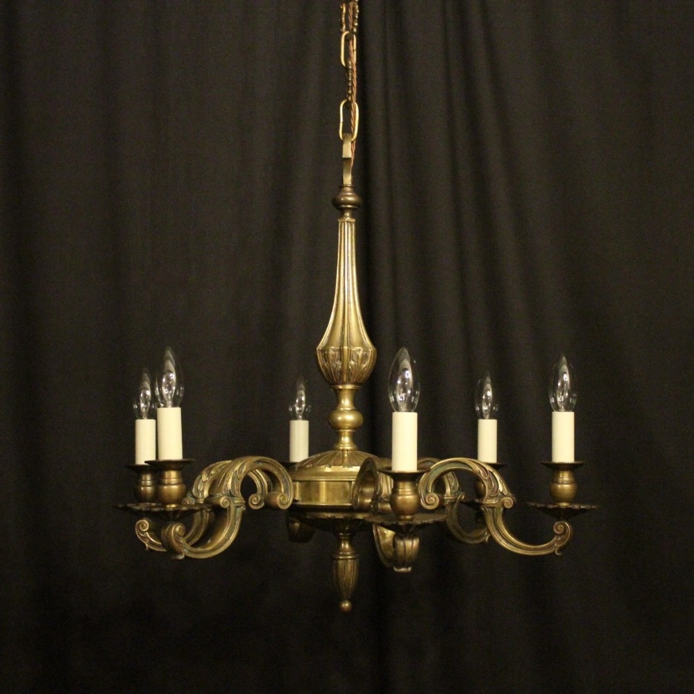 English Bronze 6 Light Antique Chandelier