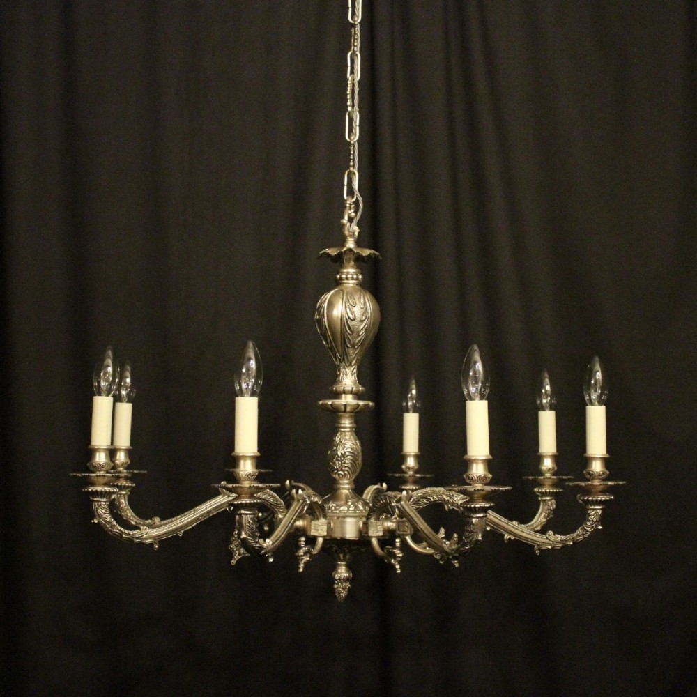 French Silver Gilded 8 Light Chandelier