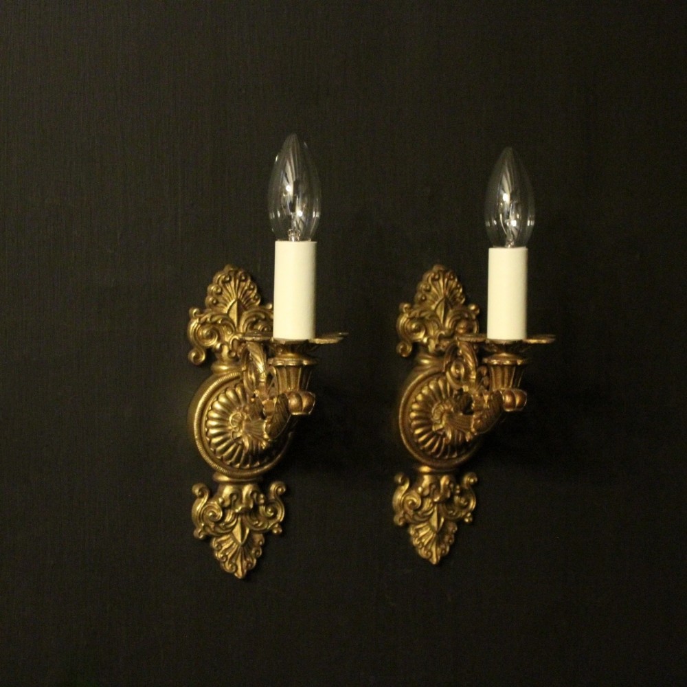 French Pair Of Gilded Bronze Antique Wall Lights