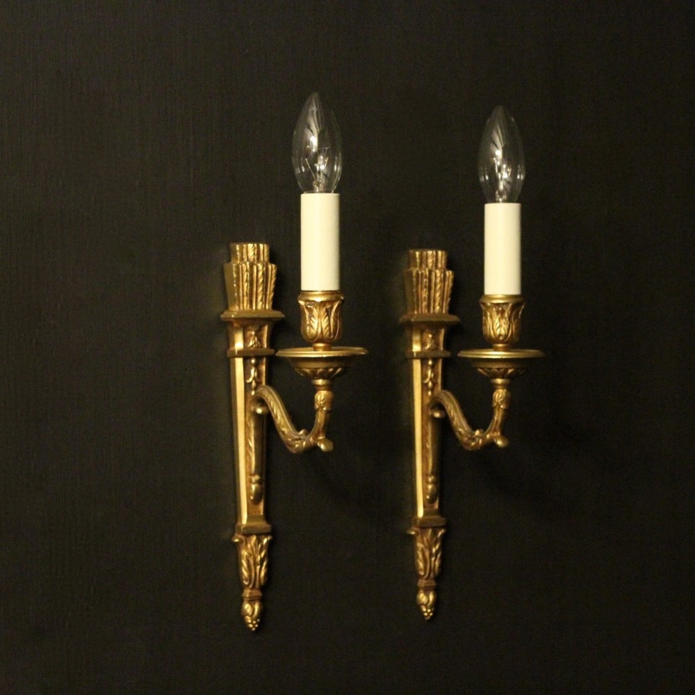 French Pair Of Gilded Antique Wall Lights