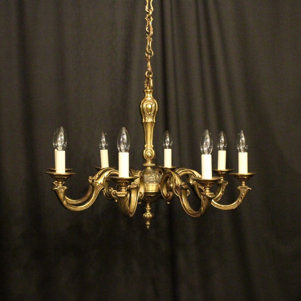 French Gilded Bronze 8 Light Chandelier