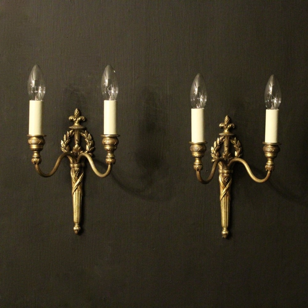 French Pair Of Bronze Antique Wall Lights